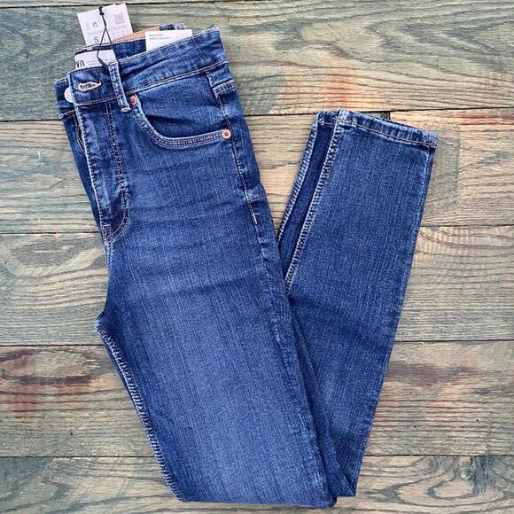Zara high rise skinny Jean ankle length medium blue size S NWT - Picture 3 of 3